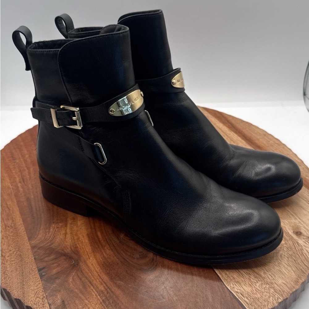 Michael Michael Kors Arley Black Leather Ankle Boots Women's Size 8.5 M